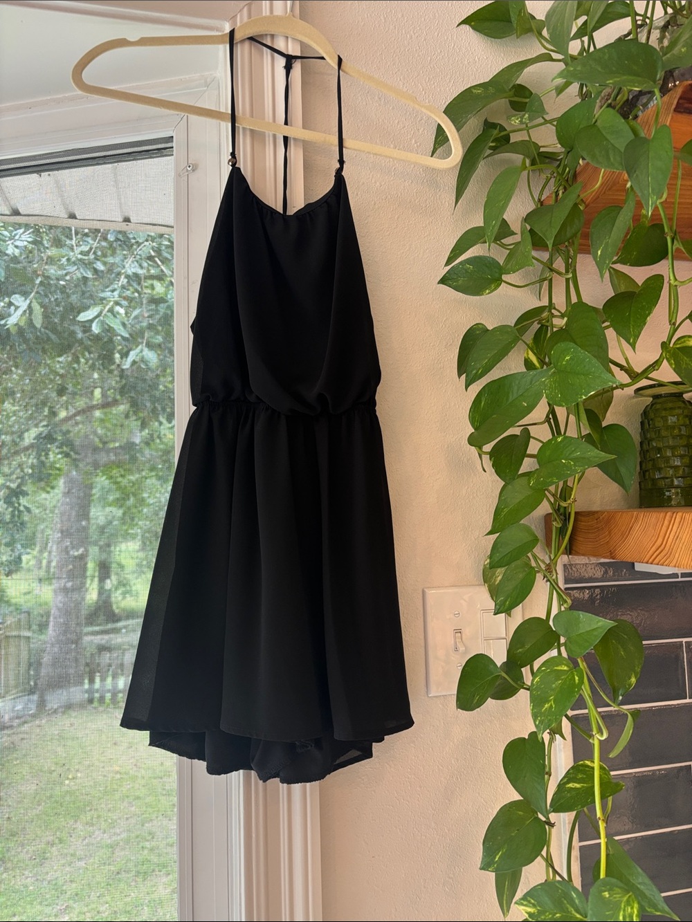 Black Halter A-Line Dress - Women